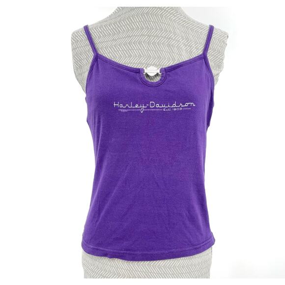 Vintage Harley-Davidson Purple Y2K Tank Top Spaghetti Strap Charm Cami Size L - Picture 1 of 11